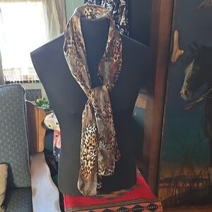 Long sheer texture, leopard and reptile print scarf
